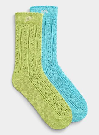 Damson Madder Womens Pointelle-knit socks Set of 2
