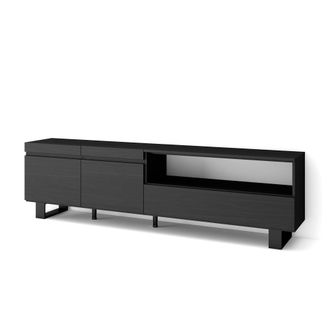 Skraut Home Mueble tv efecto madera negro 200x35x57cm con patas