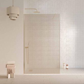 Aurlane Parete doccia 120x200cm - Vetro stratificato con tessuto dorato - Telaio in Oro Spazzolato - couture