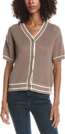 Bernardo Basketweave Tipped Cardigan