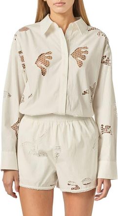 English Factory Embroidered Cotton Shirt in Off White at Nordstrom, Size X-Small