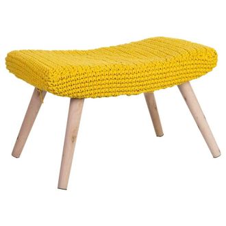 Wanderlust Deco Banqueta de madera y algod&oacute;n 67x30x43h cm amarillo