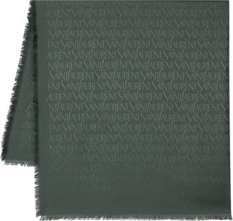 Saint Laurent jacquard square scarf - women - Silk/Wool - One Size - Green