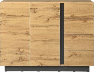 Urban Meuble Aparador efecto madera con 2 puertas y 4 cajones, 120x35,5x90,5 cm