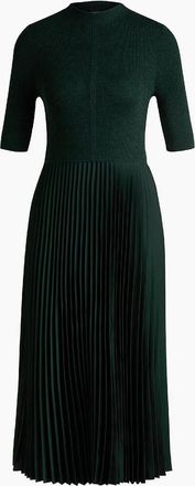HUGO BOSS Womens Fireanami Mock Neck Short Sleeve Midi Dress - Green - Size: 14