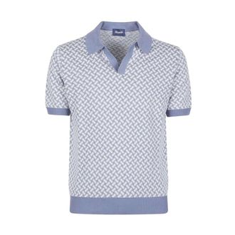 Drumohr Polo Shirts, male, Multicolor, Size: L V-neck Short Sleeve Ribbed Hem