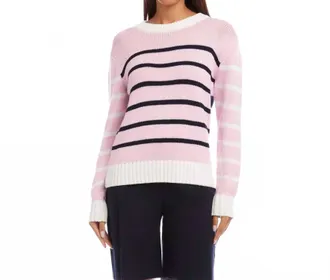 Karen Kane Stripe Crewneck Sweater In Multi