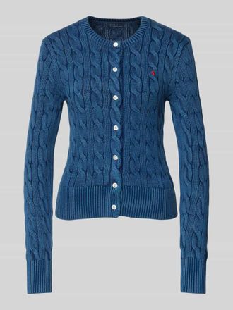 Polo Ralph Lauren Cardigan mit Logo-Stitching in Jeansblau, Gr&ouml;&szlig;e S