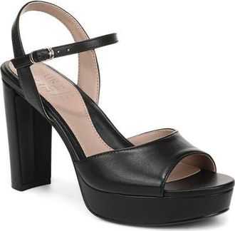 Naturalizer Marigold Ankle Strap Platform Sandal in Black Leather at Nordstrom, Size 8.5