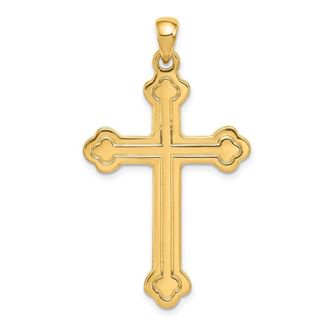 Diamond2Deal 14k Yellow Gold Budded Cross Pendant
