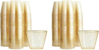 OEM Vasos De Pl&aacute;stico Dorados, Copas De Vino De Pl&aacute;stico Transparente, Vasos Para Fiestas, 50 Unidades