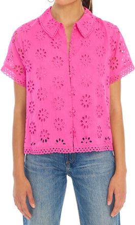 Allison New York Ivy Eyelet Top In Hot Pink