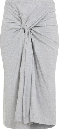 Dries Van Noten Hemellana Midi Rok - Dames - Midirokken - Grijs - M - Leer - Rokken