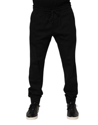 Dolce & Gabbana Black Cotton Men Jogger Sweatpants Pants Nylon