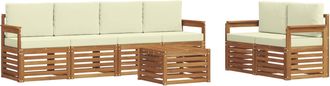 vidaXL Conjunto De Sof&aacute;s De Exterior 7 Uds. Natural Y Crema Vidaxl