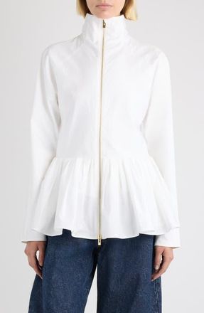 Alaia Cotton Peplum Jacket in Blanc at Nordstrom, Size 12 Us