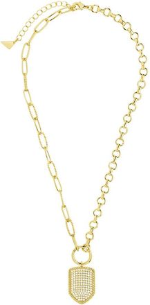 Sterling Forever 14K Plated Cz Shield Charm