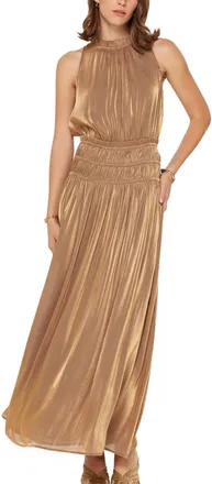Current Air Halter Maxi Dress In Gold
