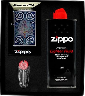 OEM Encendedor Zippo Con Dise&ntilde;o De Flor De Loto, Set De Regalo N.&deg; 1