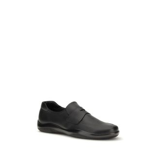 Prada Mens Black Calf Leather Bos Taurus Slip-On Loafers