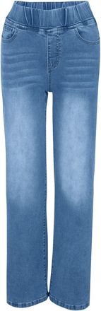 Generic Womens High Waist Straight Stretchy Jeans Slim Fit Full Elasticated Waist Straight Leg Denim Pants Summer Casual Streetwear Lightweight Elastic Elegan