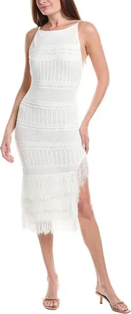 House Of Harlow House Of Harlow 1960 Yuna Mixed Pointelle Fringe Midi Dress