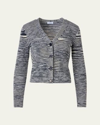 Akris Space Dye Ribbed Merino Cardigan