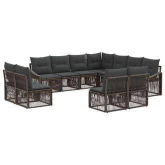 vidaXL Conjunto De Sof&aacute;s De Jard&iacute;n 11 Pcs Gris Rat&aacute;n Sint&eacute;tico Vidaxl