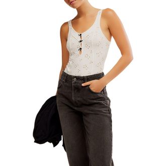 Free People Full Bloom Embroidered Bodysuit in Ivory at Nordstrom, Size X-Large