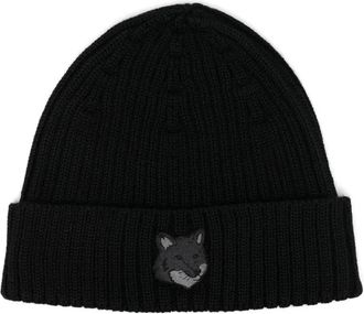 Maison Kitsuné Berretto Bold Fox con applicazione - Nero