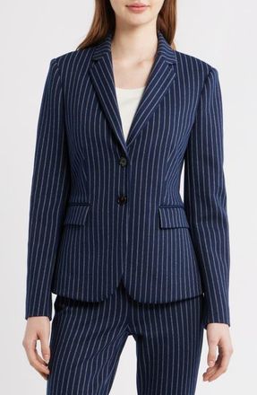 Theory Carissa Pinstripe Knit Blazer in Navy Multi at Nordstrom, Size 00