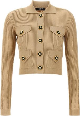 Balmain Beige Ribbed cardigan