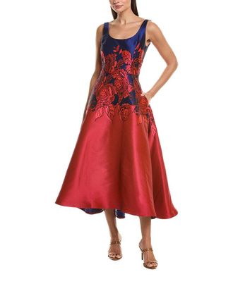 Amsale Jacquard Rose Midi Dress