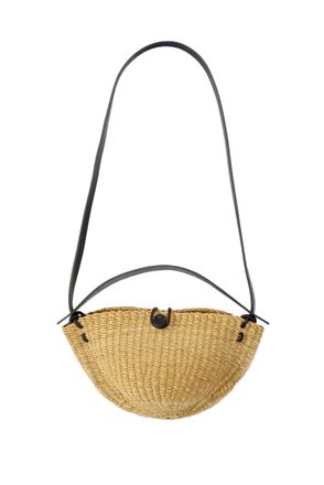 In&egrave;s Bressand Medium Walnut Shoulder Bag with Leather Buckle Closure