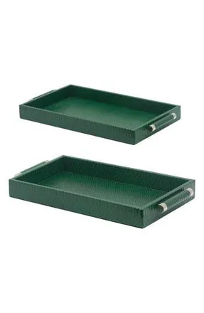 R16 Home Snake Embossed Green Trays - Set of 2 at Nordstrom Rack