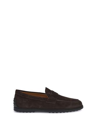 Tod's Mens Suede Loafers With Monogram Detail Testa Moro Calf Leather Bos Taurus