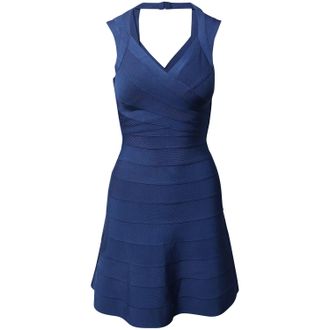 H&eacute;rve L&eacute;ger Flared Hem Bandage Dress in Blue Rayon