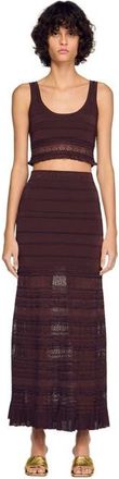 Sandro Pointelle knit maxi skirt in Brown at Nordstrom, Size 38 Eu