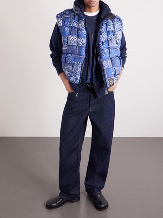 KAPITAL Quilted Patchwork Bandana-Print Shell Gilet