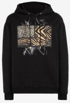 Roberto Cavalli Animal Print Cotton Hoodie, Size X-Small