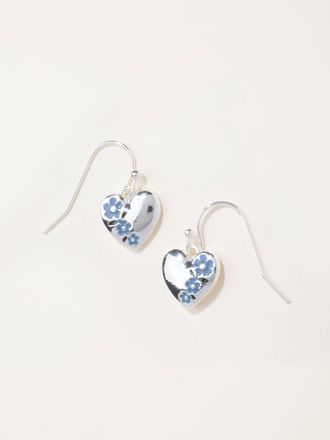 Fat Face FatFace Silver Tone Floral Heart Earrings