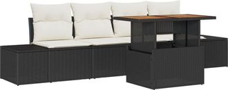 vidaXL Vidaxl - Garden Sofa Set with Storage 5 pcs Black Poly rattan