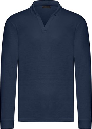 Nome Long-sleeved linen polo shirt without buttons