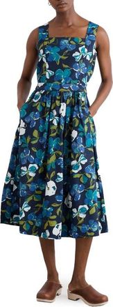 Seasalt Cornwall Shearwater Organic Cotton Midi Sundress in Lamorna Bloom Maritime at Nordstrom, Size 12 Us