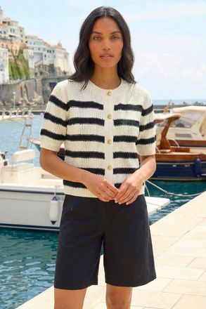 Roman Stripe Button Knit Cardigan