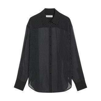 Frankie Shop Peri Gestreept Shirt - Dames - Overhemden - Zwart - L - Overhemden