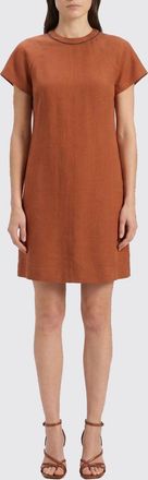 Brunello Cucinelli Abito in viscosa e lino con monile Brunello Cucinelli