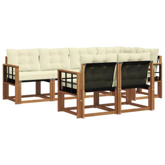 vidaXL Conjunto De Sof&aacute;s De Exterior Con Coj&iacute;n 7 Pcs Natural Y Crema Vidaxl