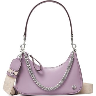 Tory Burch 151 Mercer Patent Small Leather Crescent Bag in Thistle at Nordstrom