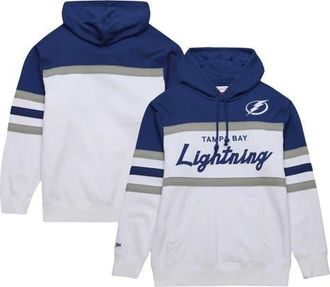 Mitchell & Ness Mens Mitchell & Ness White/Blue Tampa Bay Lightning Head Coach Pullover Hoodie at Nordstrom, Size Xxx-Large